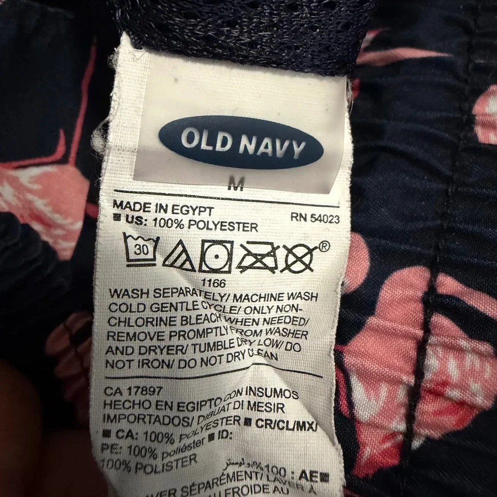 Old Navy Swim Trunks Medium Navy Blue Flamingo Print Board‎ Shorts